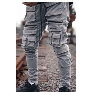 Hood Couture Mens Pull On Gray Cargo Pants Size XS Grunge Streetwear Hip Hop Y2K